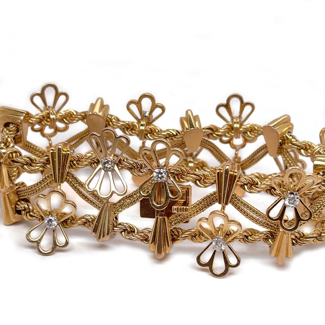 Mid-Century Diamond, 18k Gold Bracelet