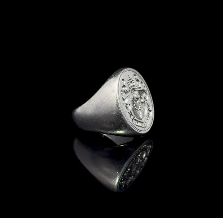 Antique Platinum Family Crest Ring