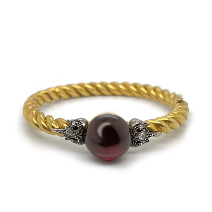 Antique Garnet and Gold Bangle