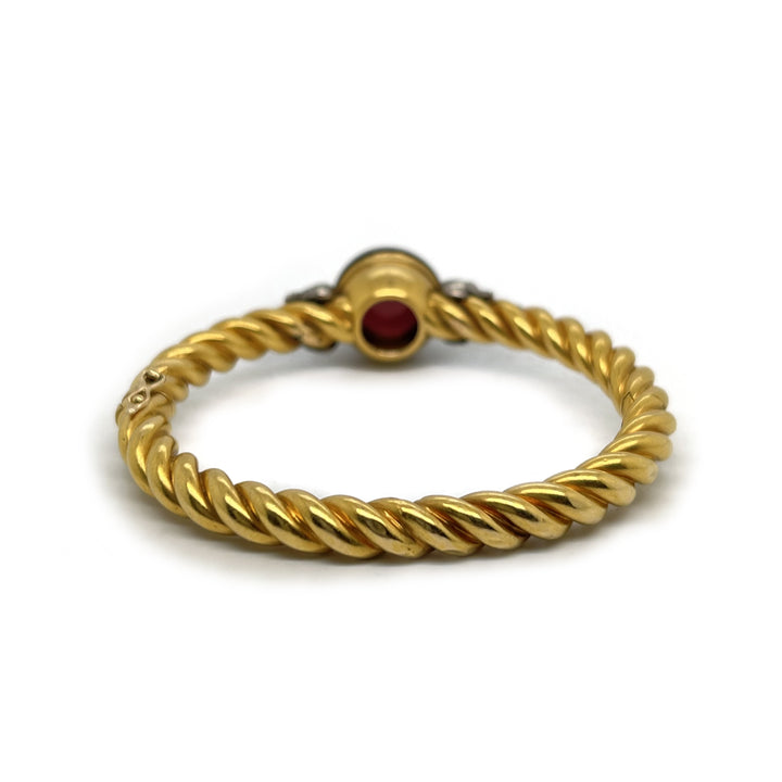 Antique Garnet and Gold Bangle