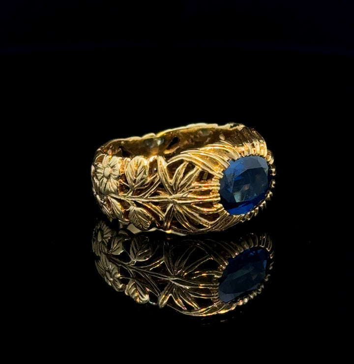 Art Nouveau Sapphire, 18k Gold Ring