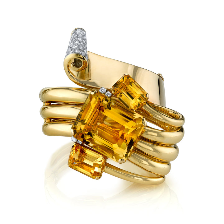 Paul Flato Retro Citrine, Diamond Bracelet