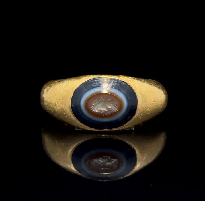 Contemporary Hand Hammered 22k Gold Ring