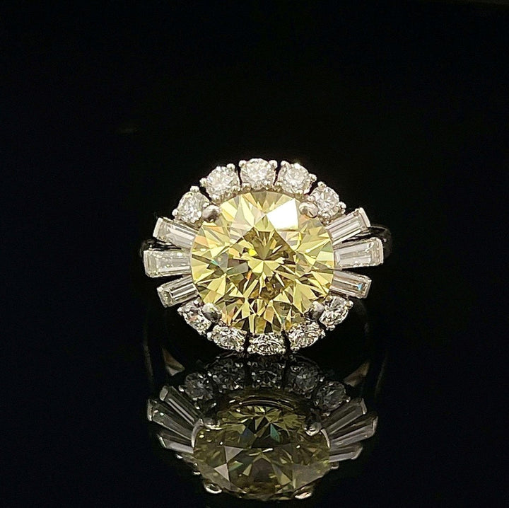 Vintage Fancy Intense Yellow Diamond Ring