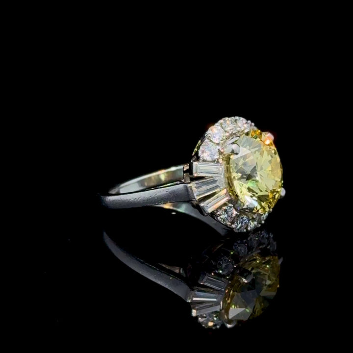 Vintage Fancy Intense Yellow Diamond Ring