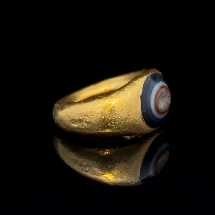 Contemporary Hand Hammered 22k Gold Ring