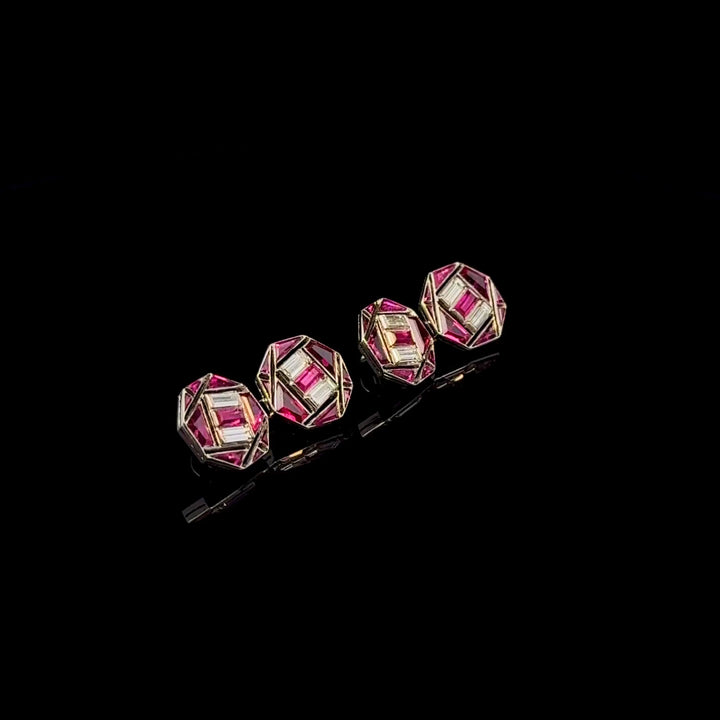 Pair of Ruby Diamond Cufflinks Circa 1925