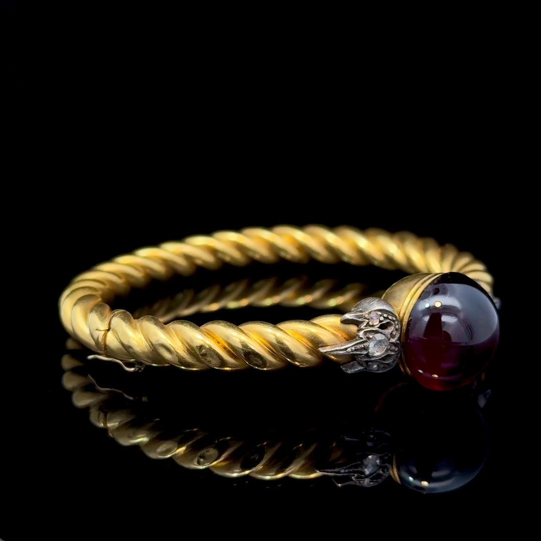 Antique Garnet and Gold Bangle