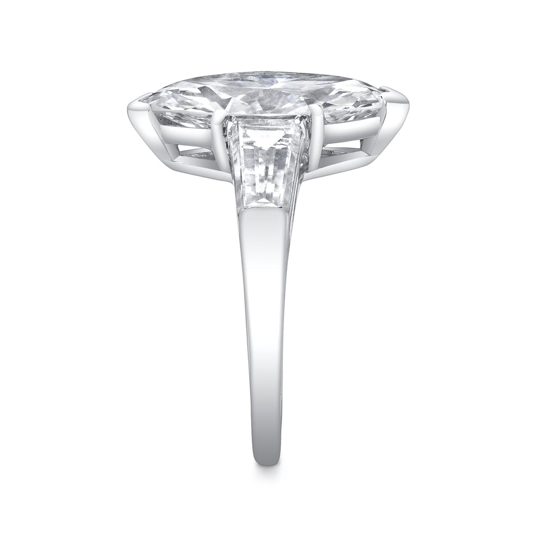 Mid-Century "Marquise Brilliant" Diamond, Platinum Engagement Ring Suite