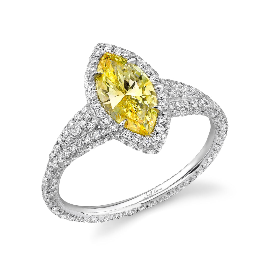 Neil Lane Couture Fancy Vivid Yellow Diamond, Platinum Ring