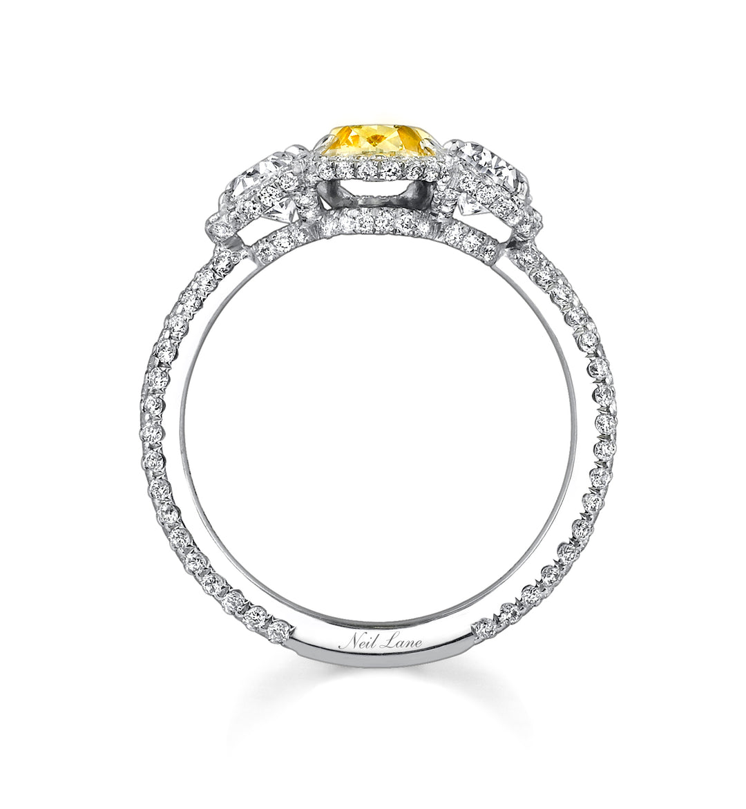 Neil Lane Couture Yellow & White Diamond Three Stone Platinum Ring