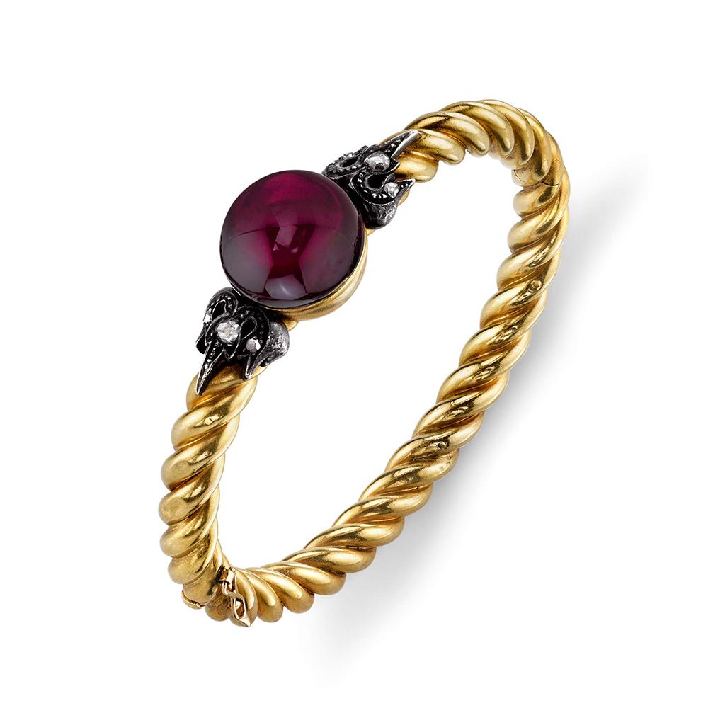 Antique Garnet and Gold Bangle