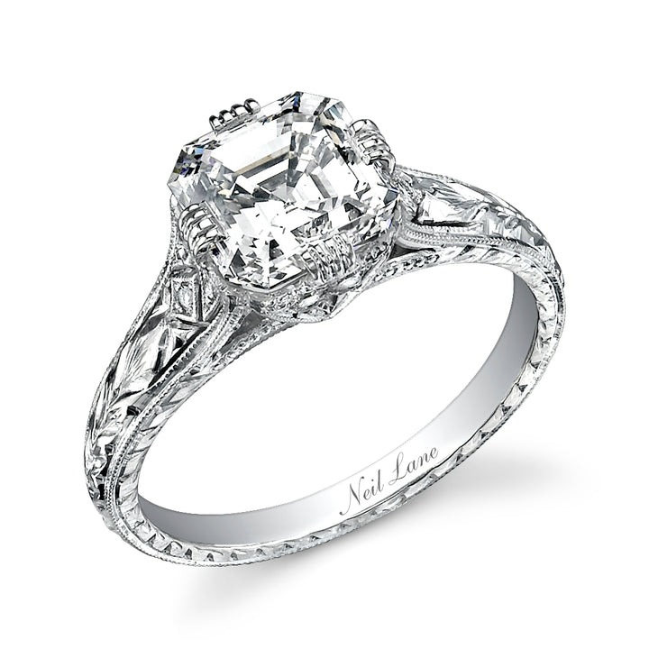 Neil Lane Couture Square Step-Cut Diamond, Platinum Ring