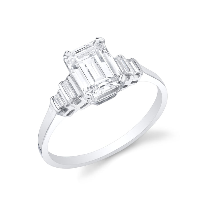 Vintage "Emerald Cut" Diamond, Platinum Ring