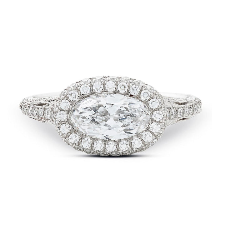 Neil Lane Couture Moval-Shaped Diamond, Platinum Engagement Ring