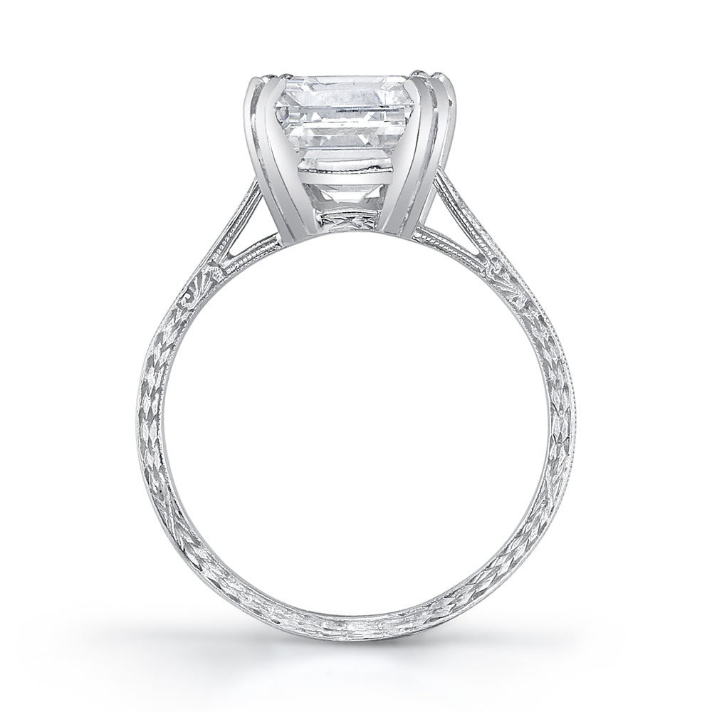 Art Deco Emerald-Cut Diamond, Platinum Ring