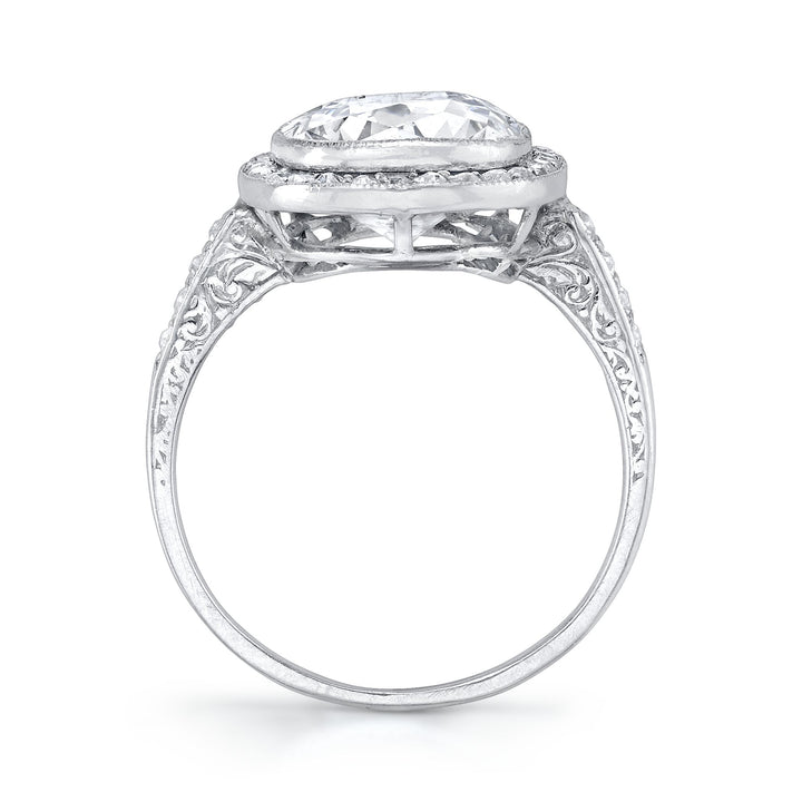 Antique "Cushion Modified Brilliant" Diamond, Platinum Ring