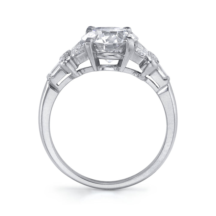 Art Deco "Round Brilliant" Diamond, Platinum Ring