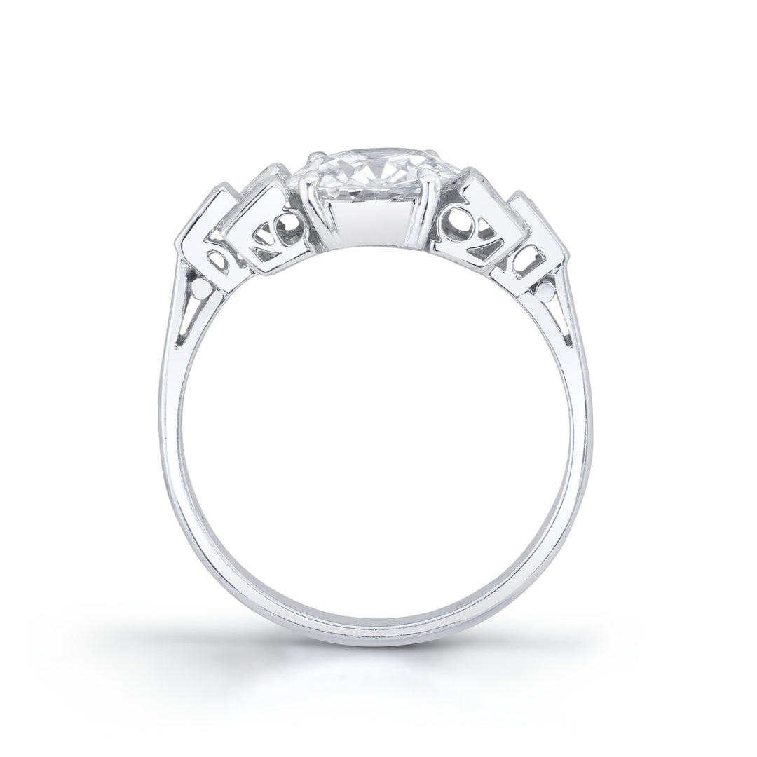 Art Deco "Round Brilliant" Diamond, Platinum Ring